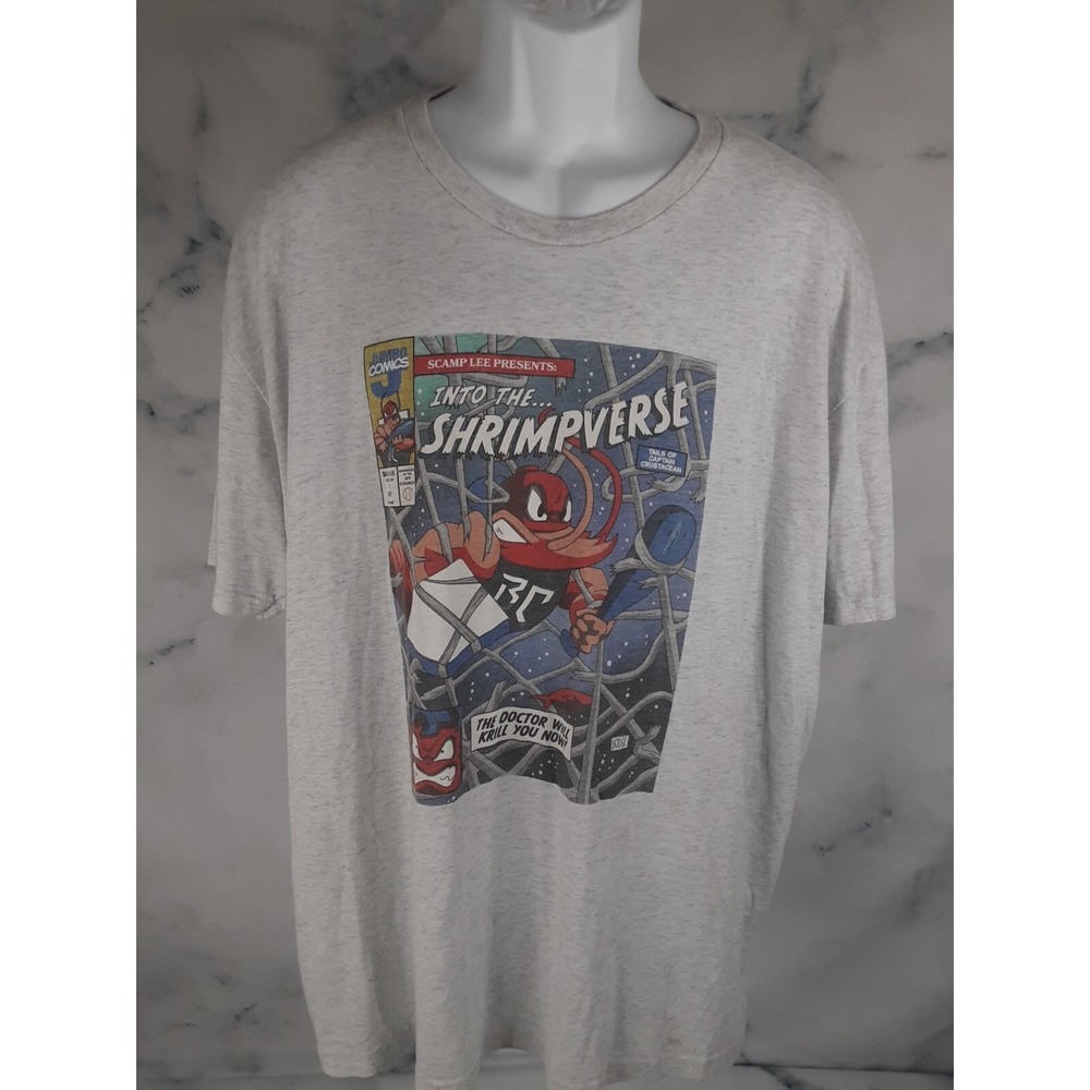 108 Stitches size 2XL Jumbo Comics Shrimpverse heather gray soft t shirt